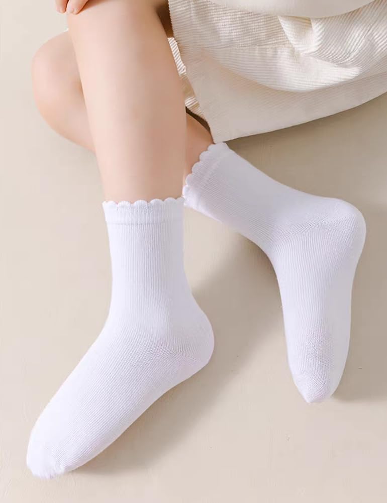 SUZEL Store Ruffle Socks for Girls, 4/6 Pack Girls White Uniform School Socks, Frilly Dress Socks for 4-6 6-8 8-10 10-12 Years Old - Image 3